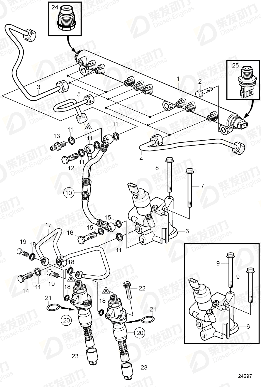 volvo penta Pressure pipe 20795392 Drawing